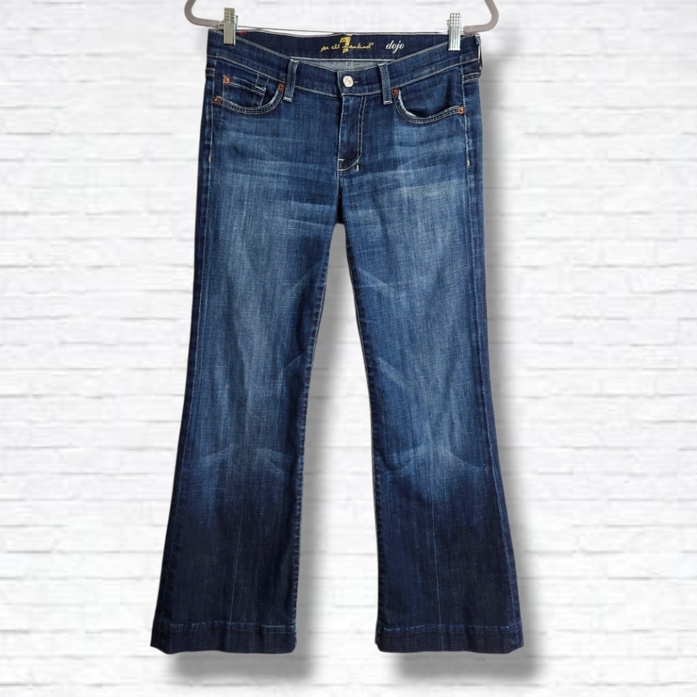 7 for all Mankind Dojo Mid Rise Dark Wash Flare Hem Jeans Size 28 X 28 L